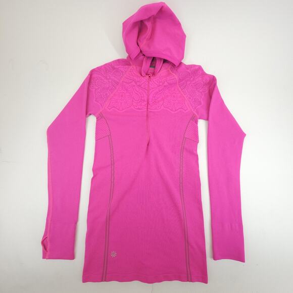 Athleta Hoodie Women S Pink Bodyfit Stretch Zip Activewear Gym EUC - Picture 1 of 8